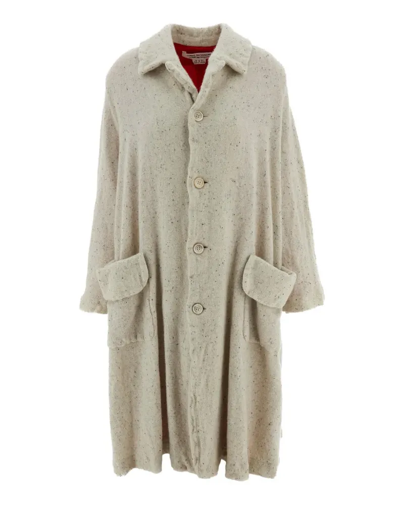 Comme des Garçons flecked button-up long coat - Weiß Weiß