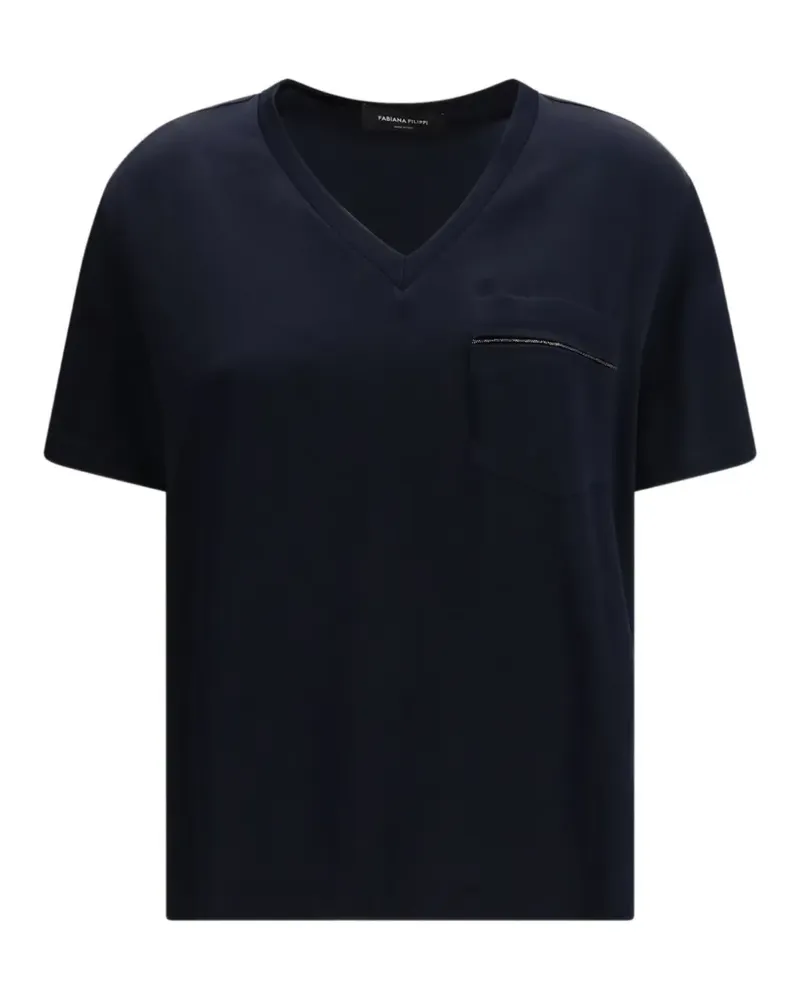 Fabiana Filippi V-neck chest-pocket T-shirt - Blau Blau