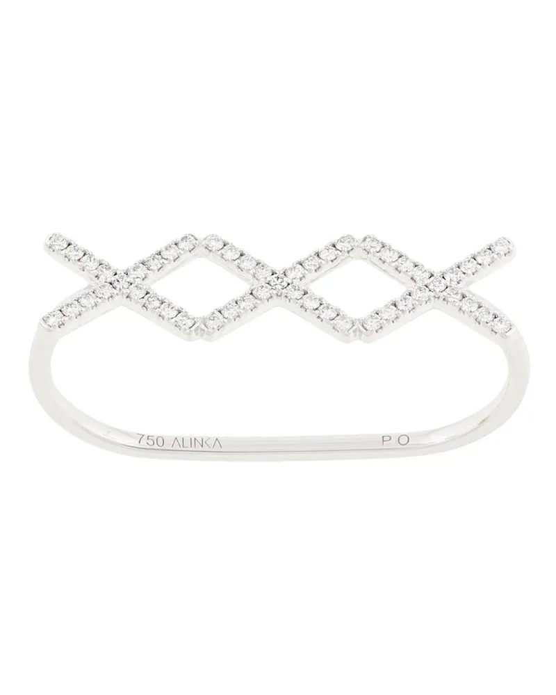 Alinka 18kt 'Katia Trio' Drei-Finger-Weißgoldring mit Diamanten - Silber Silber