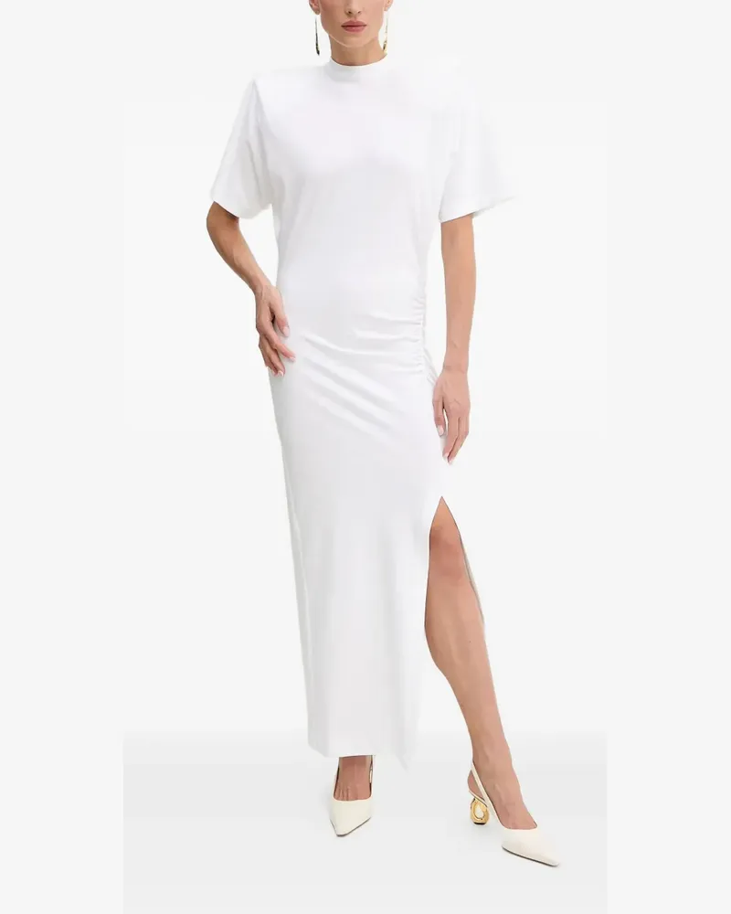 Pinko Gestepptes Maxikleid mit seitlichem Schlitz - Weiß Weiß