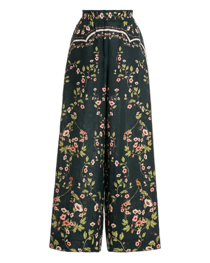AGUA BENDITA Hose mit Blumen-Print - Grün Grün