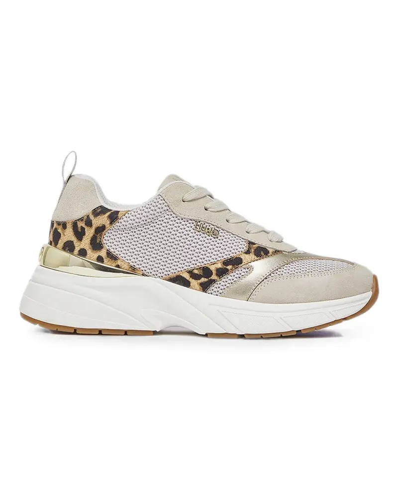 Liu Jo leopard-print panelled sneakers - Nude Nude