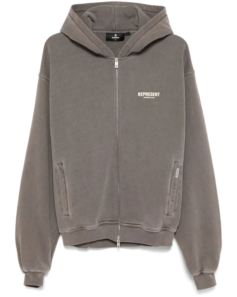 REPRESENT Hoodie mit Logo-Print - Grau Grau