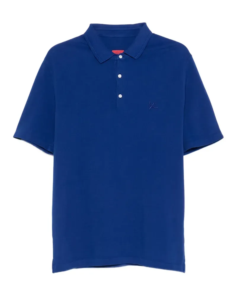 Isaia embroidered button polo shirt - Blau Blau