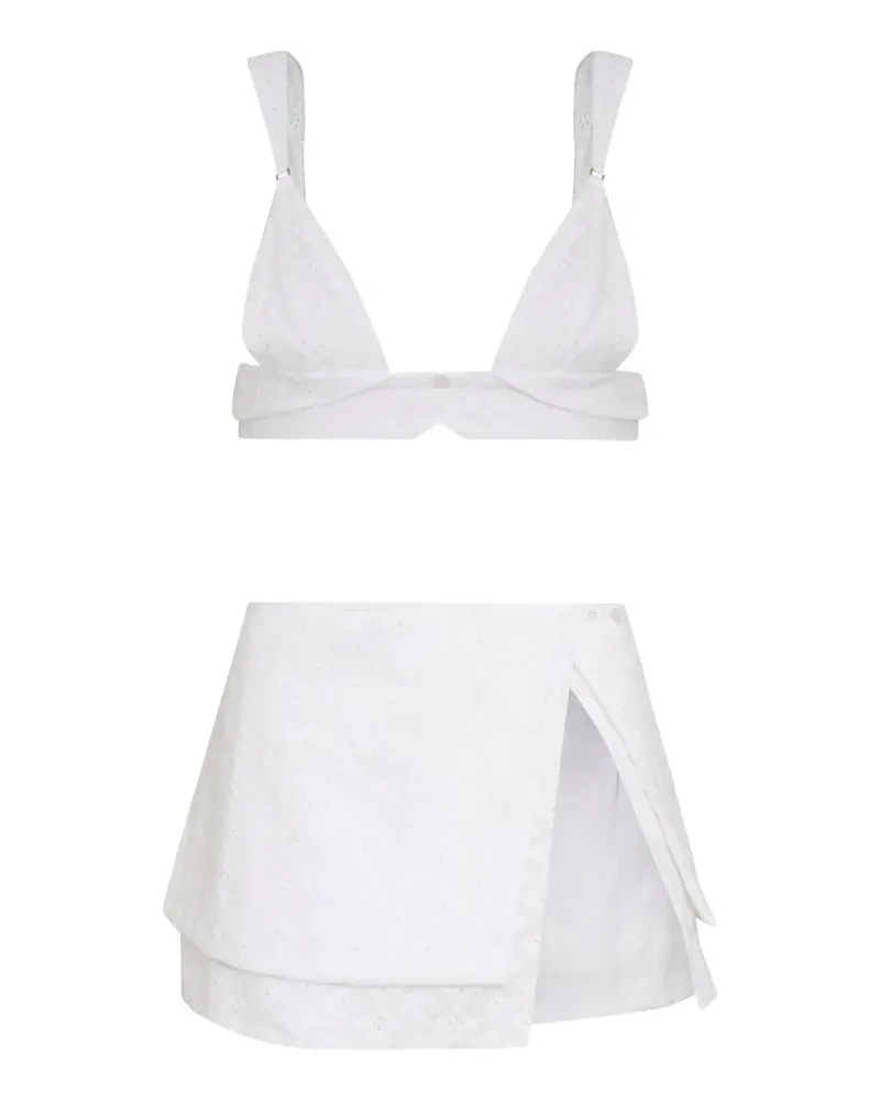 Amir Slama x Jade Picon Minirock mit Lochstickerei (2er-Set) - Weiß Weiß