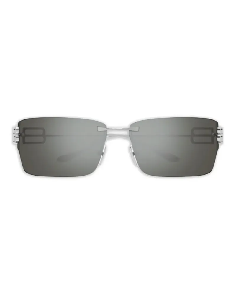 Balenciaga Sonnenbrille mit Logo - Silber Silber