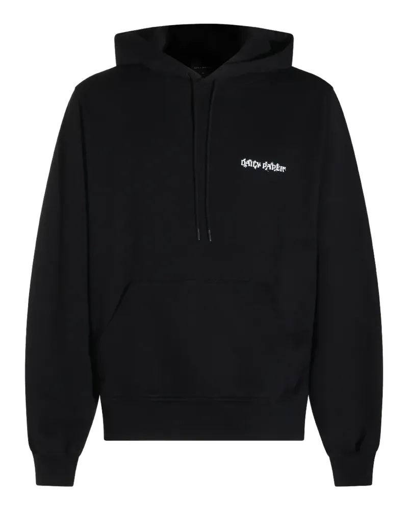 Daily Paper Black Wish Plant Shield graphic-print drawstring hoodie - Schwarz Schwarz
