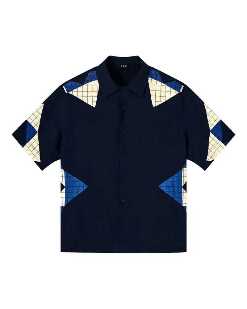 A.P.C. patchwork grid-pattern shirt - Blau Blau