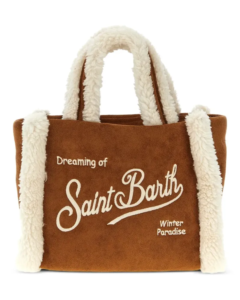 MC2 Saint Barth Vanity mini Tote Bag mit Shearling-Besatz - Braun Braun