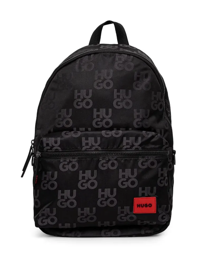 HUGO BOSS Rucksack mit Logo-Muster - Schwarz Schwarz