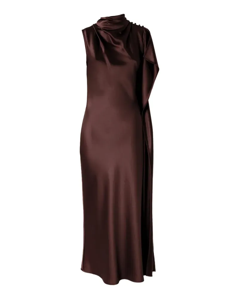 Pinko long, one-shoulder satin dress - Braun Braun