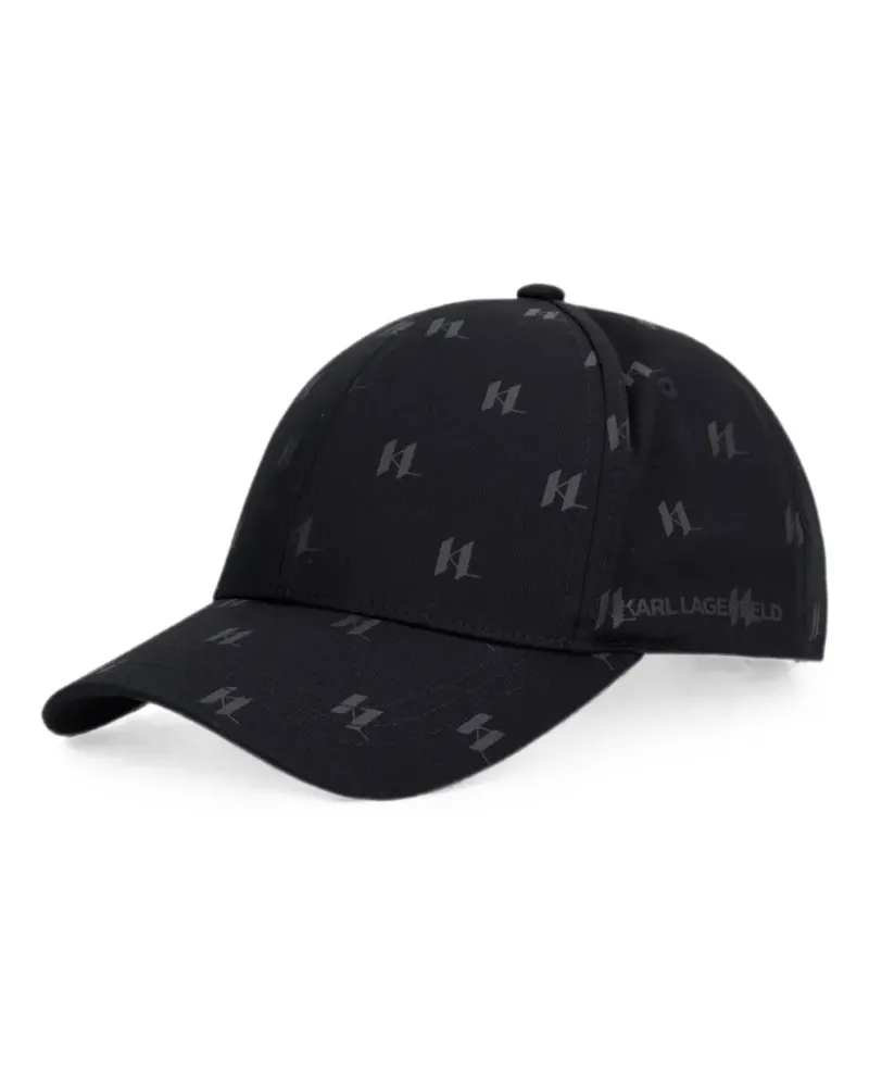Karl Lagerfeld monogram-print cotton baseball cap - Schwarz Schwarz