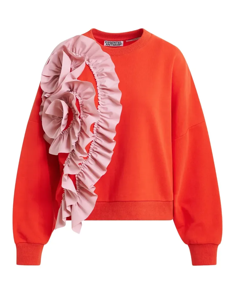 Essentiel ruffle-trim sweatshirt - Rot Rot