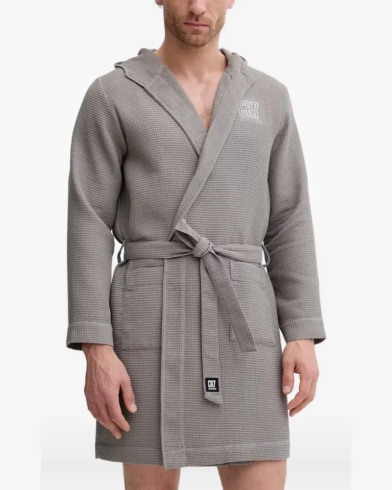 CR7 Cristiano Ronaldo waffle-knit hooded bath robe - Grau Grau
