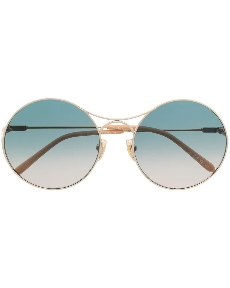 Chloé Runde Sonnenbrille mit Logo-Gravur - Gold Gold