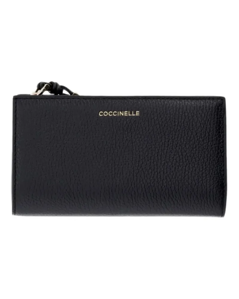 Coccinelle logo-lettering pebbled-leather wallet - Schwarz Schwarz