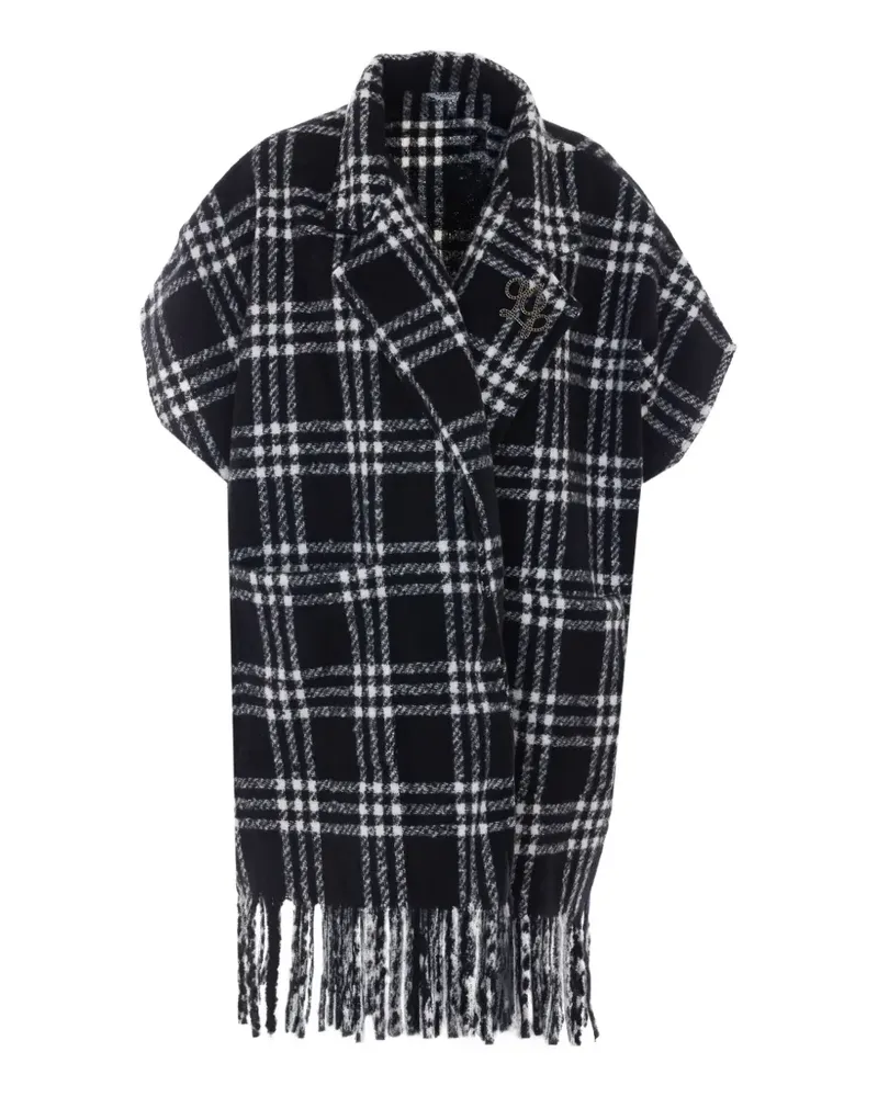 Liu Jo check-pattern fringed jacket - Schwarz Schwarz