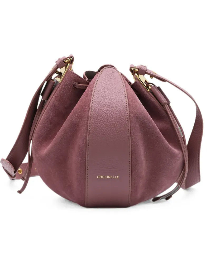 Coccinelle suede-panelled leather shoulder bag - Rosa Rosa