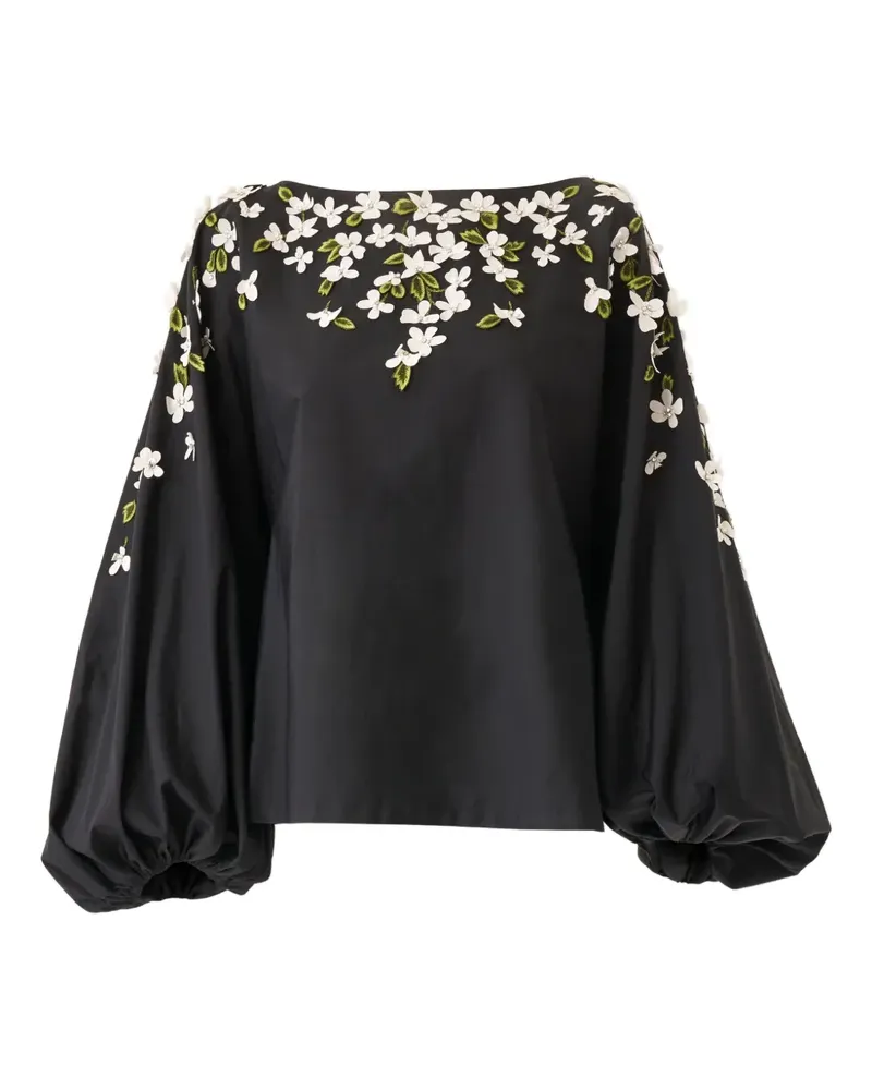 Carolina Herrera New York Bluse mit Blumenstickerei - Schwarz Schwarz
