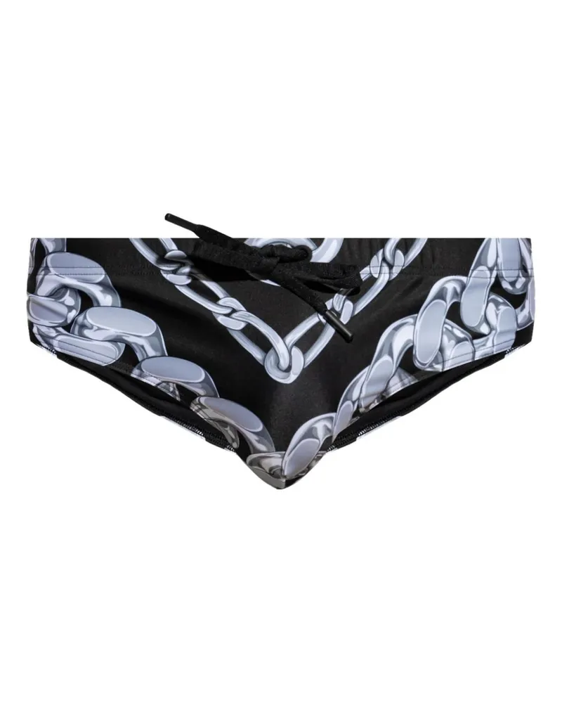 Versace Badehose mit Chains-Print - Schwarz Schwarz