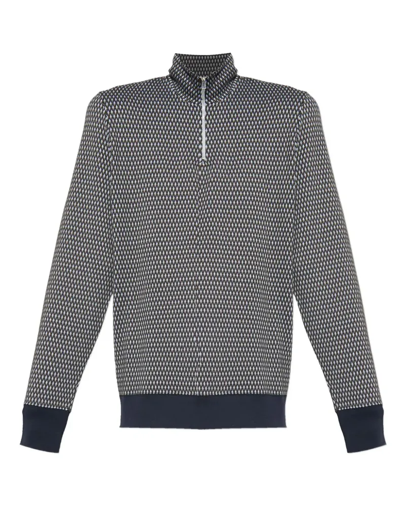 Paul Smith Geometrisch gemustertes Sweatshirt mit kurzem Reißverschluss - Blau Blau
