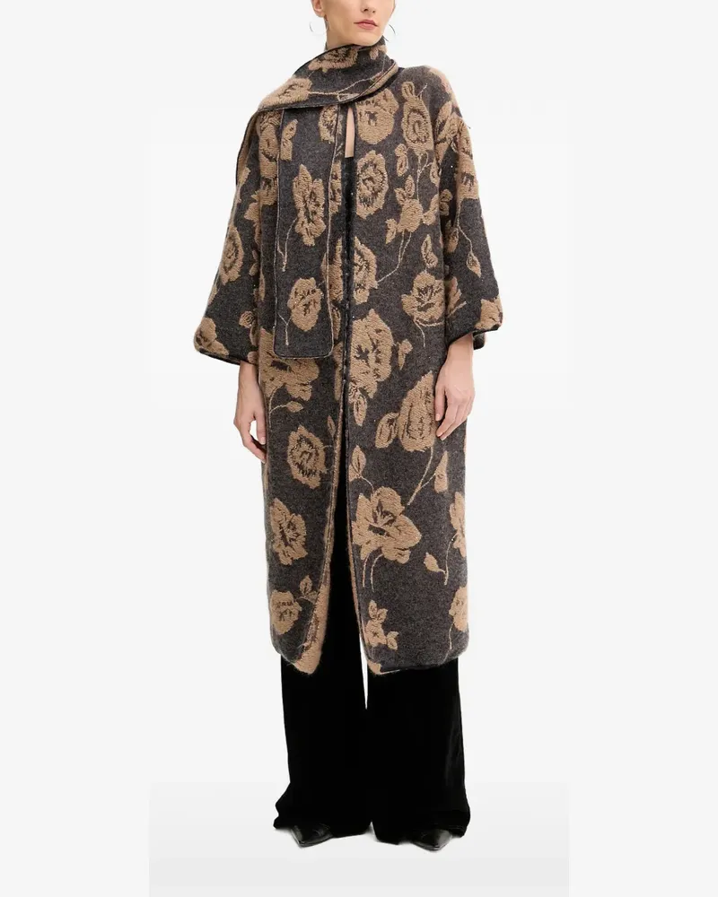 Liviana Conti Matthew floral-intarsia coat - Grau Grau