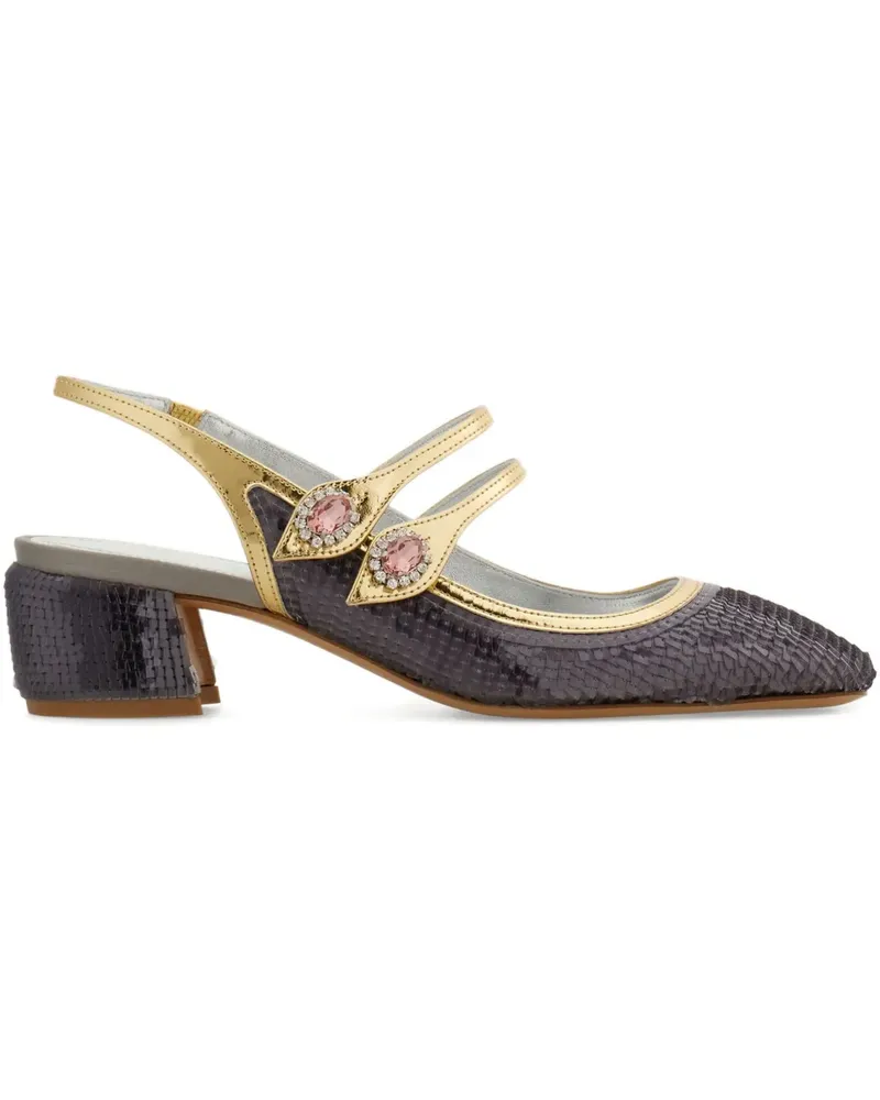 Ferragamo Slingback-Pumps mit Pailletten - Silber Silber