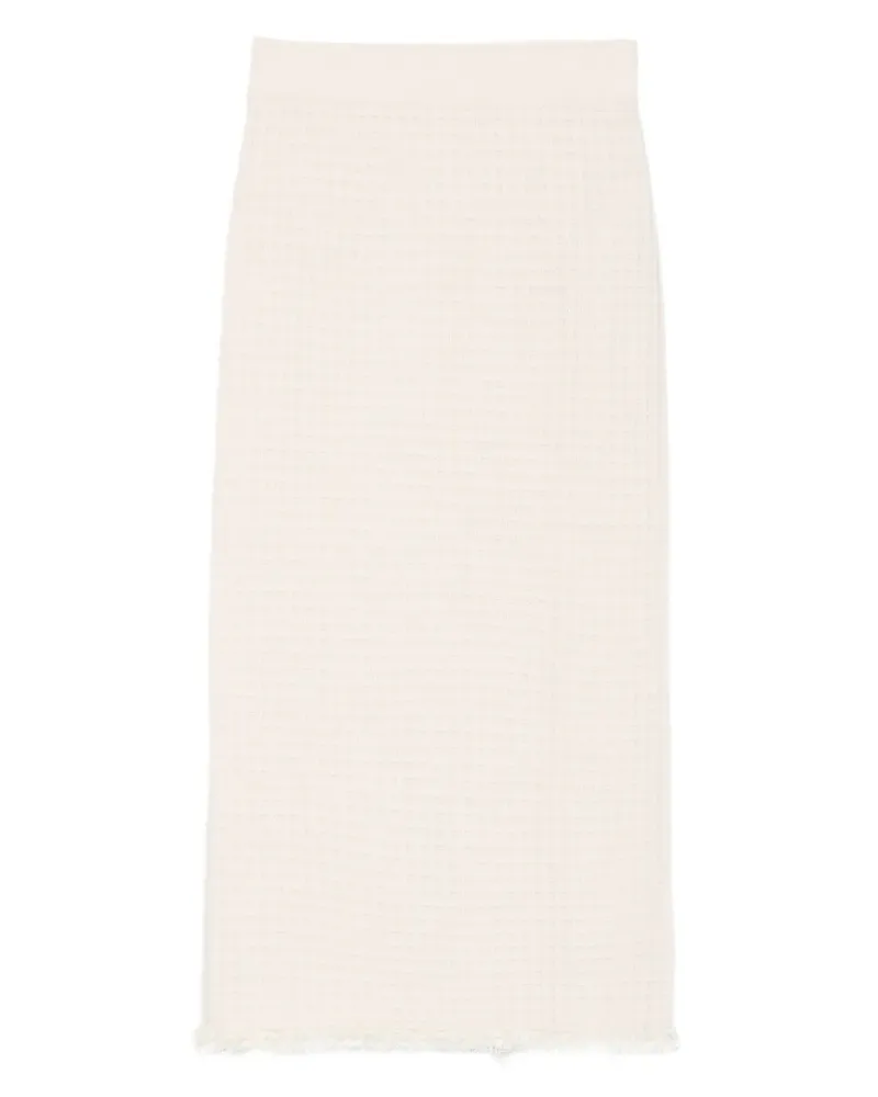ALLUDE Strukturierter Midirock mit ausgefranstem Saum - Nude Nude