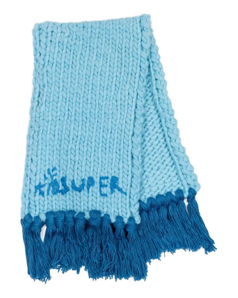 KidSuper Gestrickter Schal mit Fransen - Blau Blau
