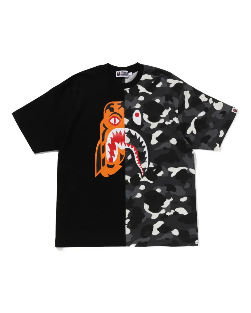 BAPE T-Shirt mit Camouflagemuster - Schwarz Schwarz