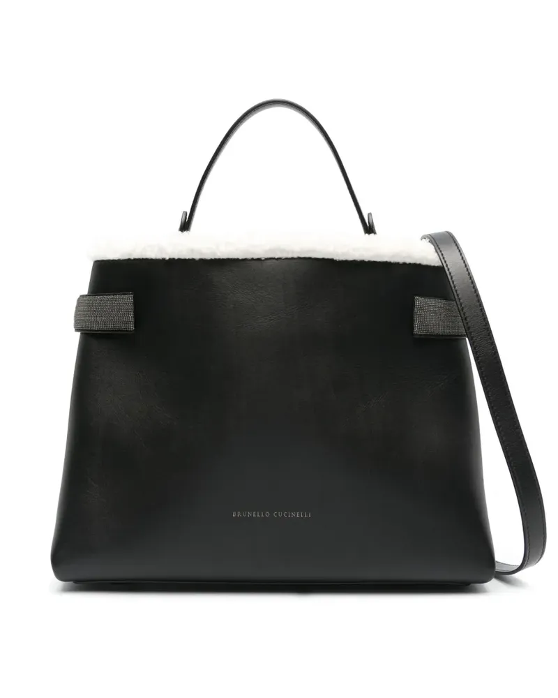 Brunello Cucinelli Shopper mit Shearling-Besatz - Schwarz Schwarz