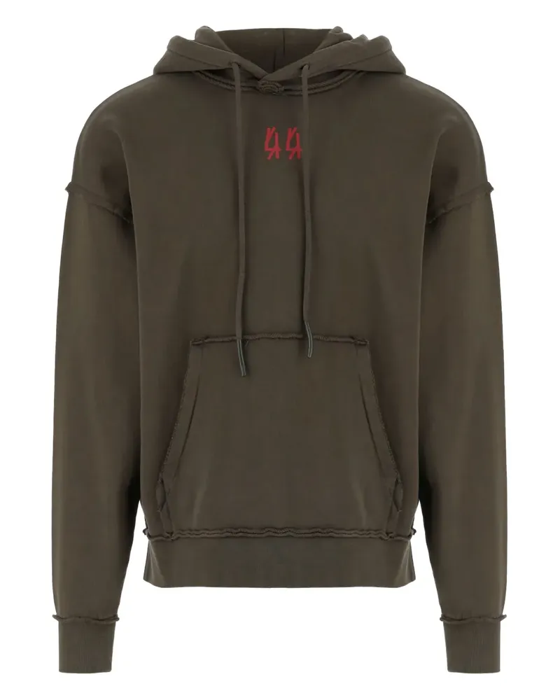 44 LABEL GROUP Ausgefranster Hoodie mit Logo-Print - Grün Grün