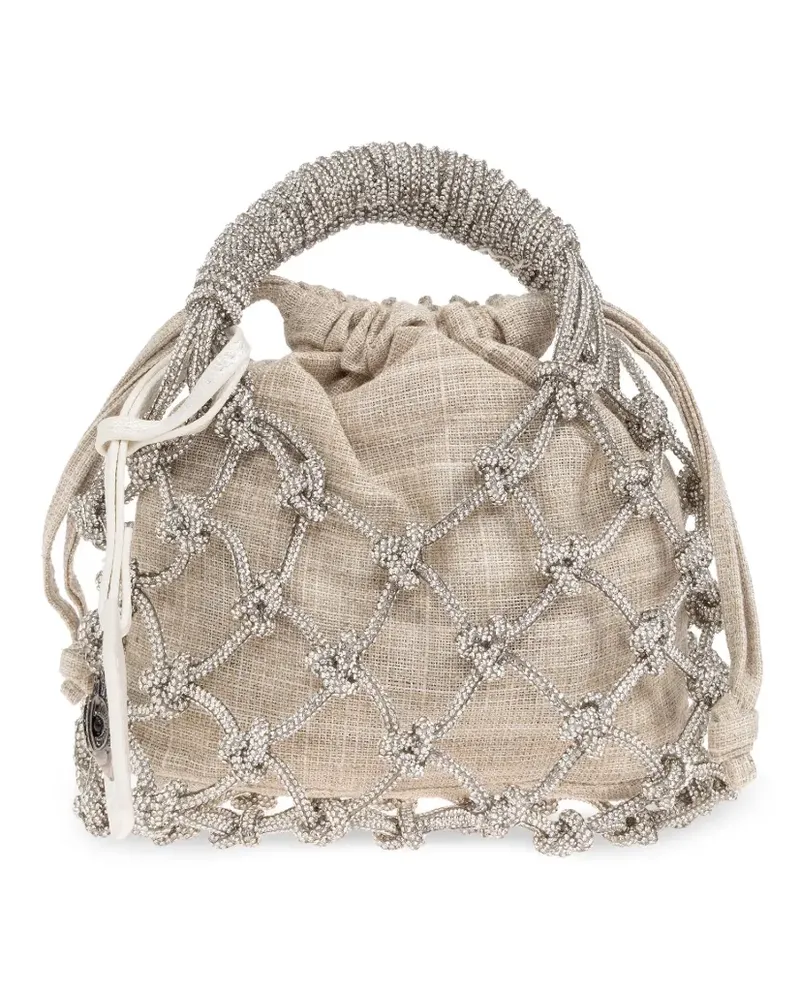 Kurt Geiger Kleine Tote Bag aus Makramee - Silber Silber