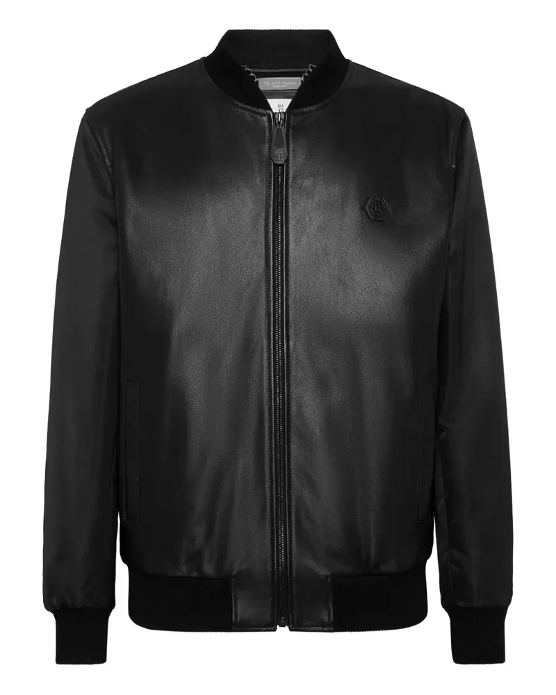 Philipp Plein Bomberjacke mit Logo-Print - Schwarz Schwarz