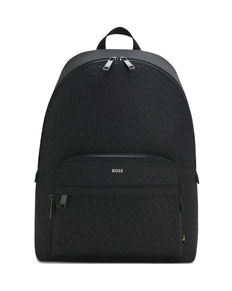 HUGO BOSS Geometrisch gemusterter Rucksack mit Reißverschluss - Schwarz Schwarz