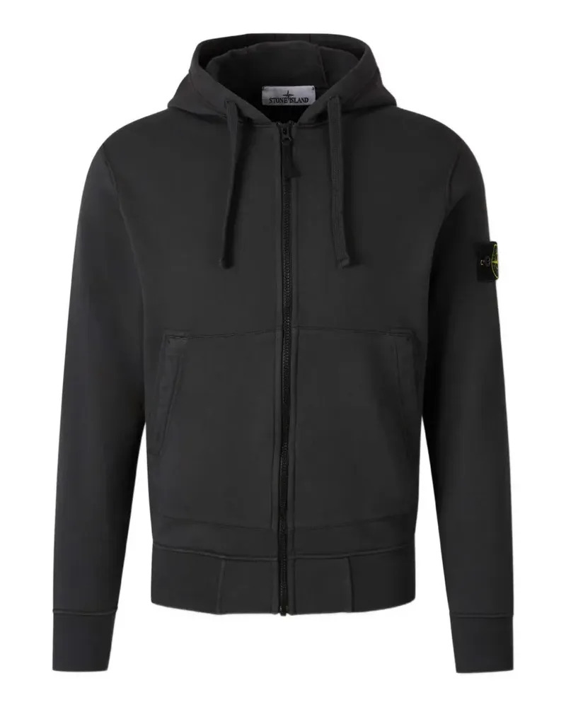 Stone Island logo-patch zip-up hoodie - Schwarz Schwarz