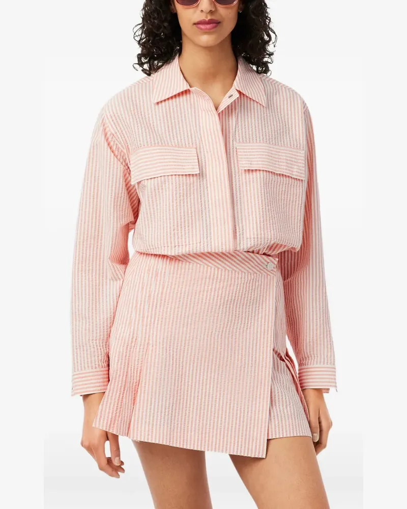 Lacoste Gestreiftes Seersucker-Hemd - Weiß Weiß