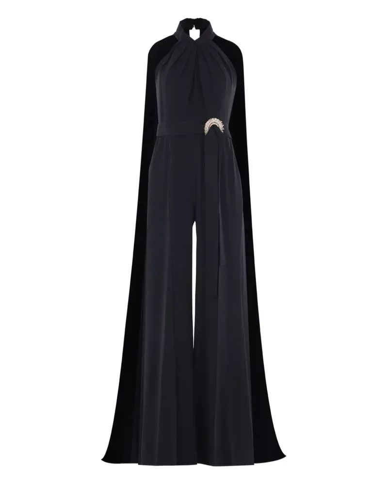 Elie Saab draped-back jewel-buckle jumpsuit - Schwarz Schwarz