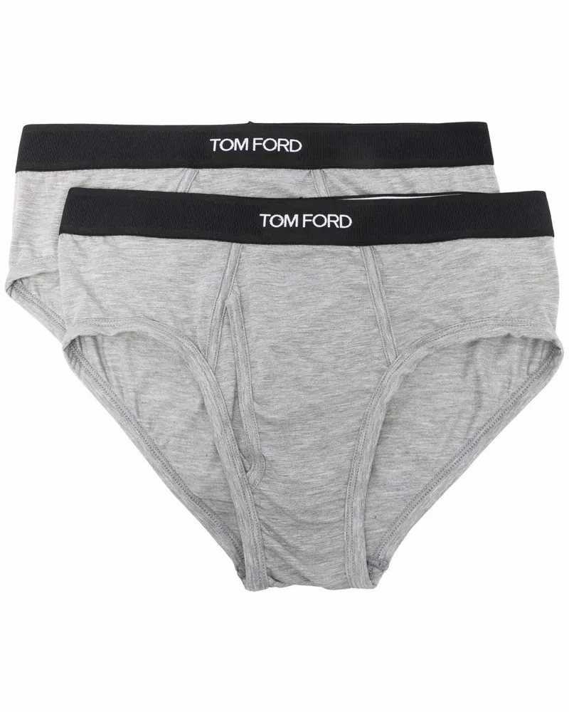 Tom Ford 2er-Set Slips mit Logo-Bund - Grau Grau