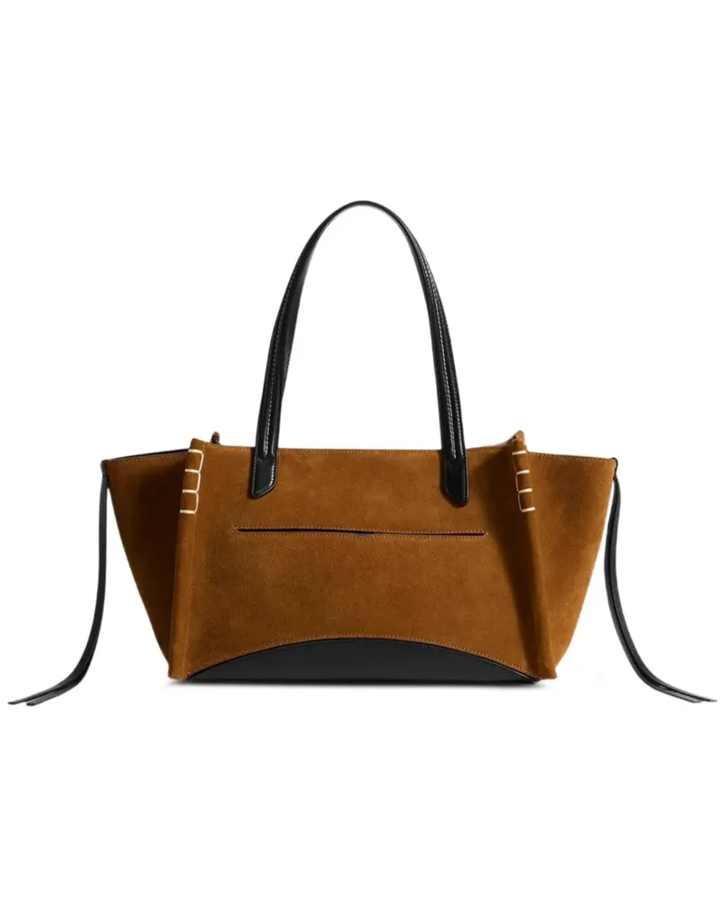 J.W.Anderson Elongated Lober Cabas Tote Bag mit Kontrasteinsatz und Überwendlingsstich-Besatz - Braun Braun