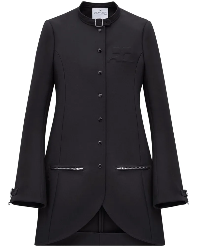 Courrèges Einreihiger Ellipse Mantel - Schwarz Schwarz
