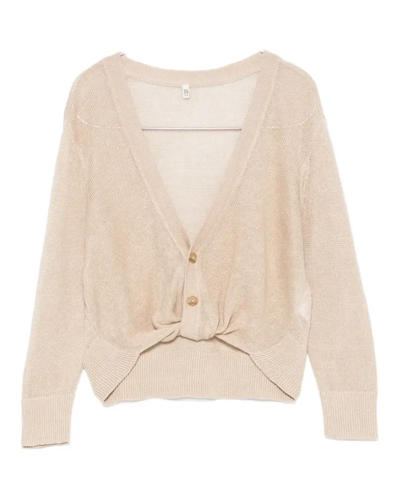R13 twist-detail V-neck cardigan - Nude Nude