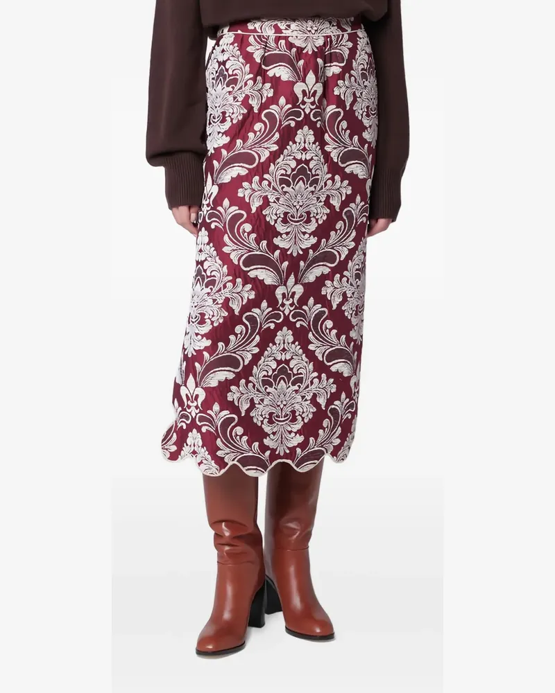 FARM Rio Jacquard-Midirock mit Wellensaum - Rot Rot
