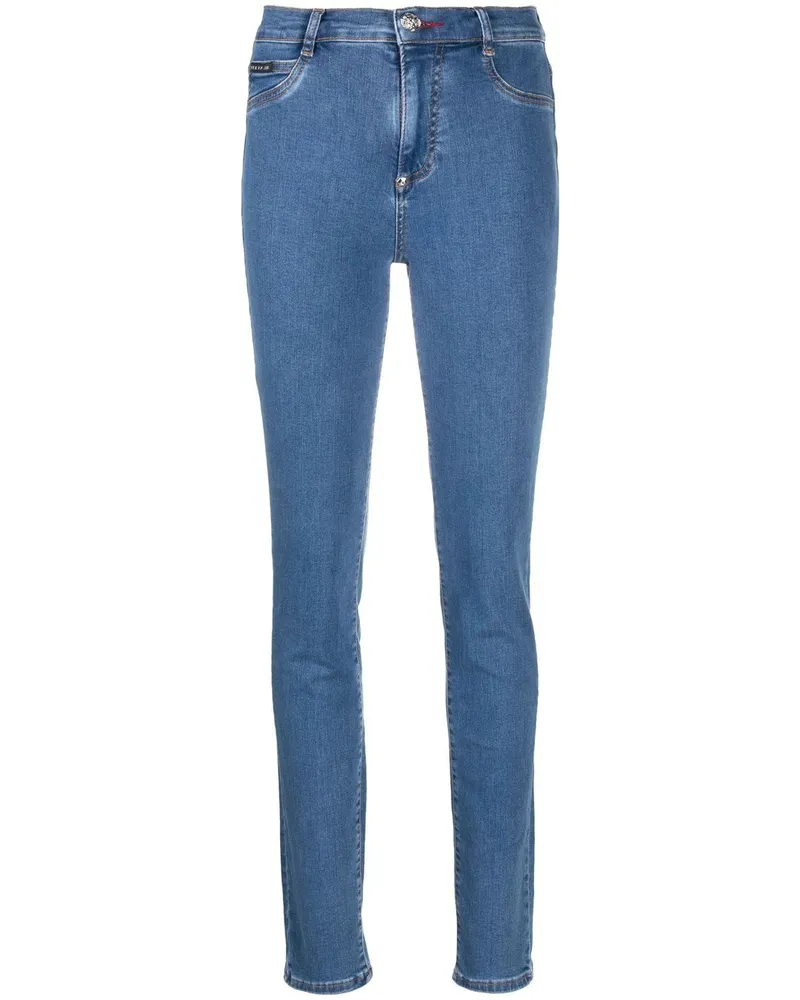 Philipp Plein Skinny-Jeans mit hohem Bund - Blau Blau