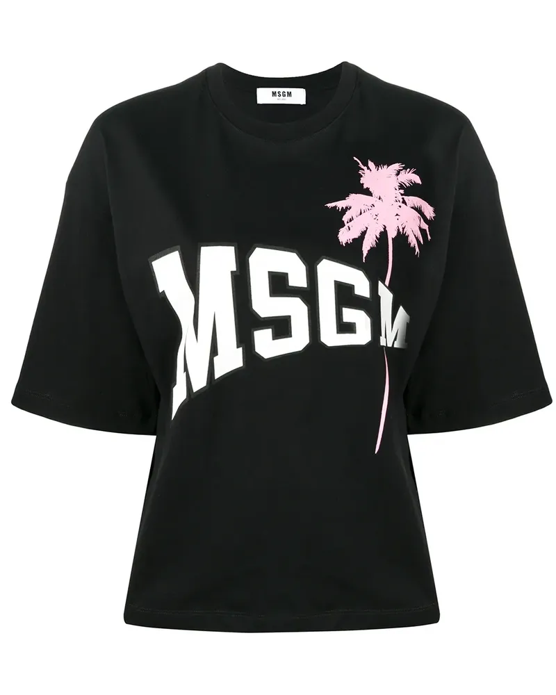 MSGM T-Shirt mit Logo - Schwarz Schwarz