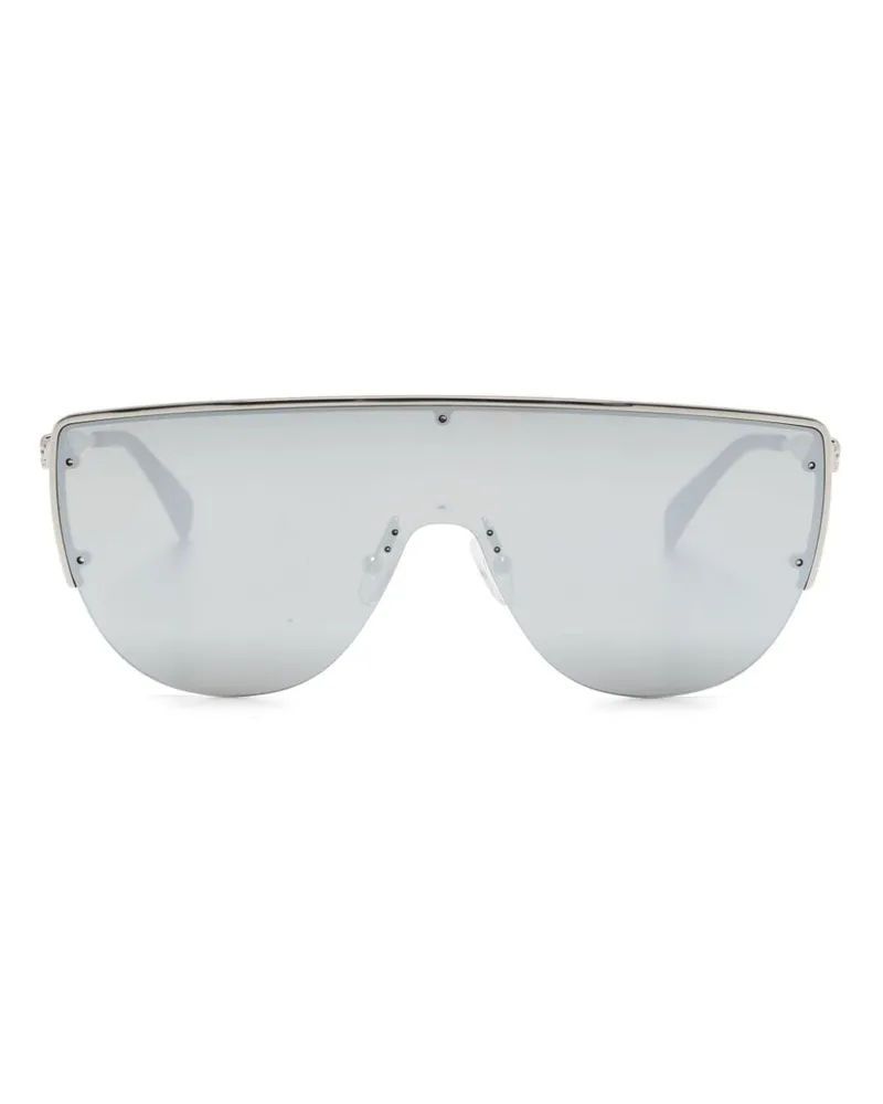 Alexander McQueen Sonnenbrille mit Shield-Gestell - Silber Silber