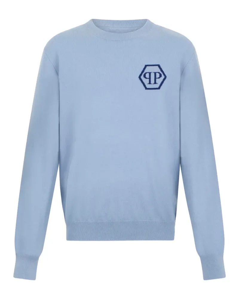 Philipp Plein Rundhals-Strickjacke mit Jacquardmuster - Blau Blau