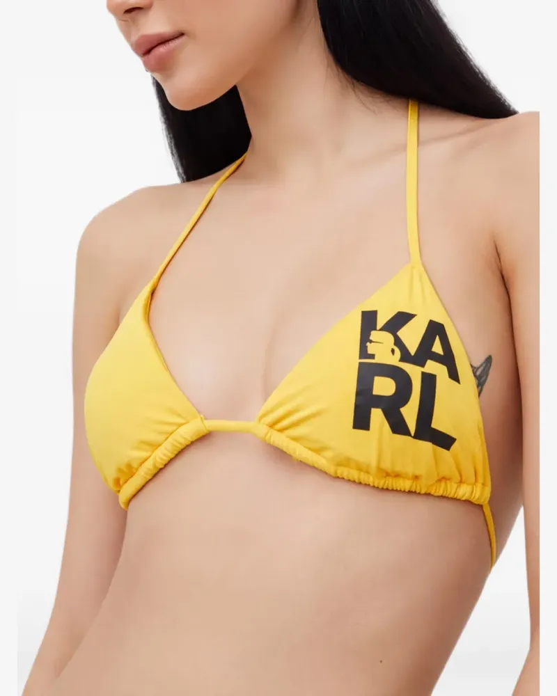 Karl Lagerfeld logo-print triangle bikini top - Gelb Gelb