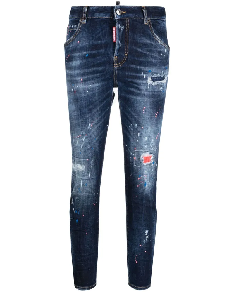 Dsquared2 Skinny-Jeans mit Farbklecks-Print - Blau Blau