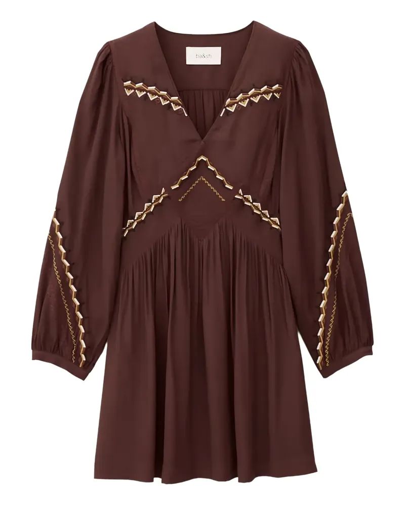 ba&sh Tay embroidered V-neck mini dress - Braun Braun